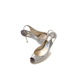 JIMMY CHOO 40 'Nova' Champagne Slingback 100mm Heels Womens Size 9